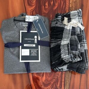 ASHFORD & BROOKS SLEEPWEAR SET Men's Size L Jersey LS Top Flannel Bottoms Pajama
